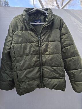 Place Olive Quilted Puffer Jacket